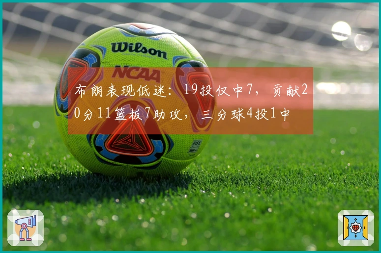 布朗表现低迷：19投仅中7，贡献20分11篮板7助攻，三分球4投1中